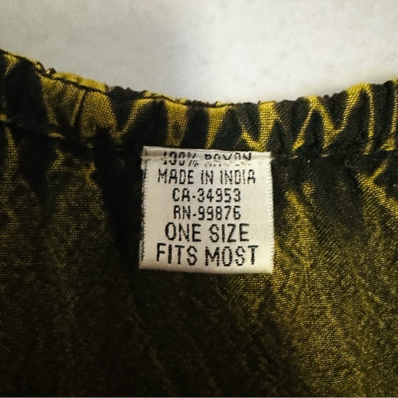 Mini Dress Embroidered Acid Wash Sleeveless Made In India One Size Brown Green - Picture 5 of 9